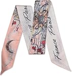 LumiSyne Skinny Écharpe en soie Femmes Filles Narrow Long Neckerchief Artistic Flower Print Letter Pattern Satin Slim Ribbon Necktie