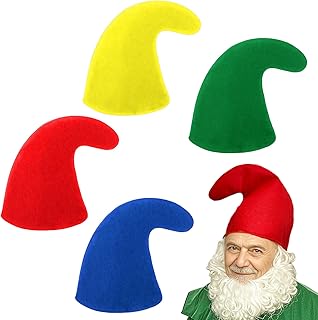 SAIIURV 4 Pcs Santa Hats Set Colorful Gnome Hats, Curly Garden Gnome Style Dwarf Hat for Adults, Christmas Party Hat, Costume Accessories for Birthday Halloween Cosplay Party (Multicolor)
