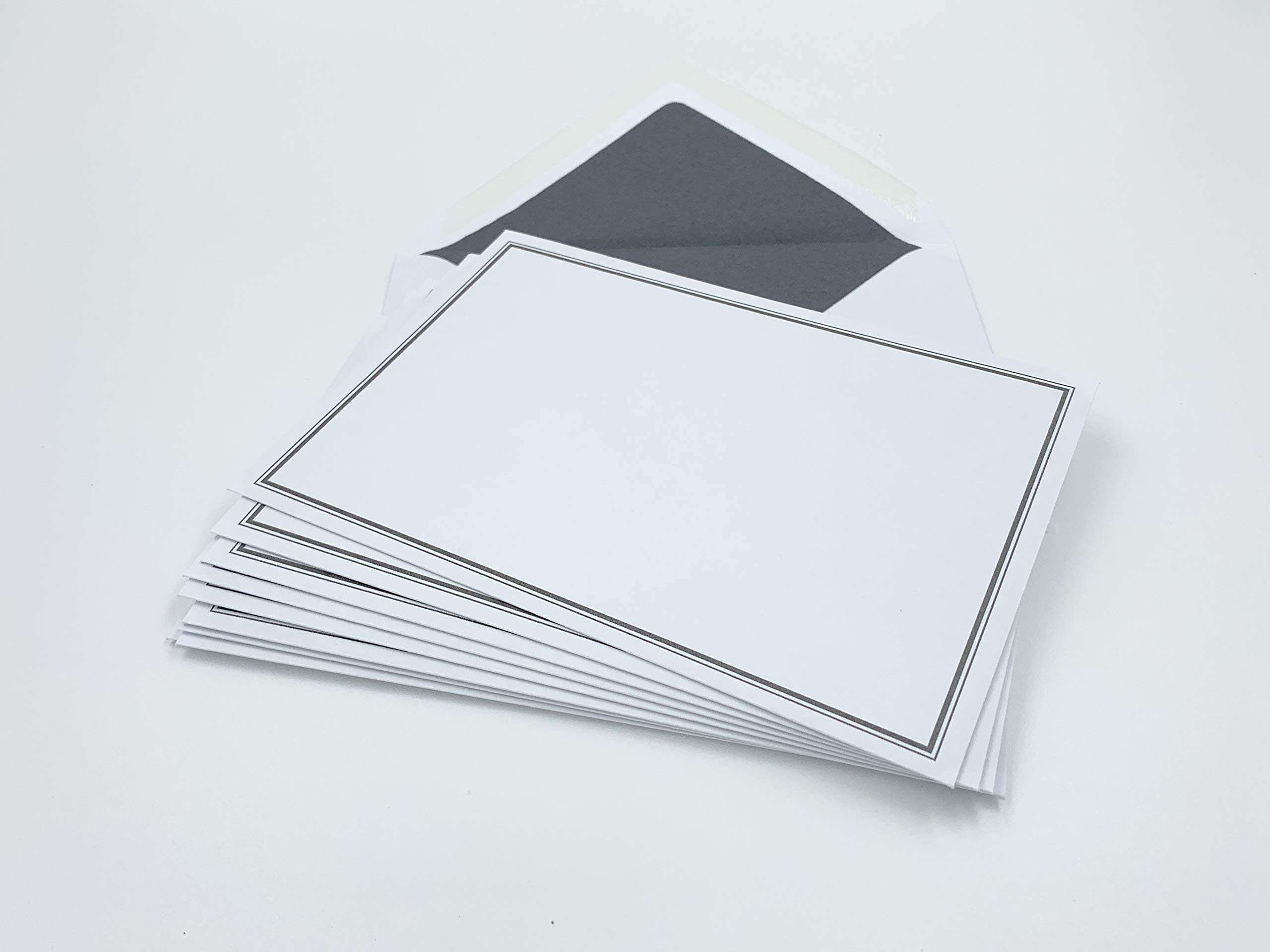 25 Mourning Envelopes - C6-162 x 114 mm with Silk Lining in Anthracite, with Grey Double Frame, Grey Silk Lining, 100 g/m² - Image 2
