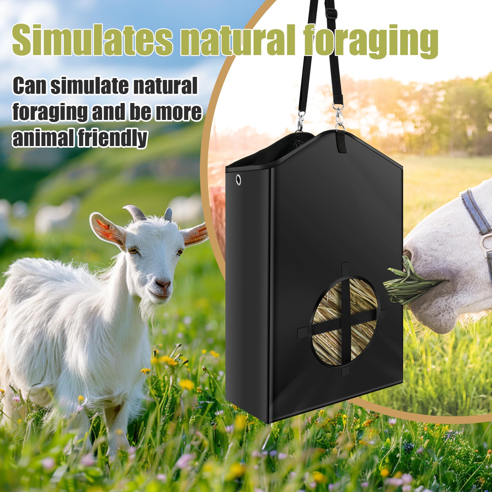 Hay Bag For Horses Qicfrk Pcs Hay Feeder For Goat, Nylon Goat