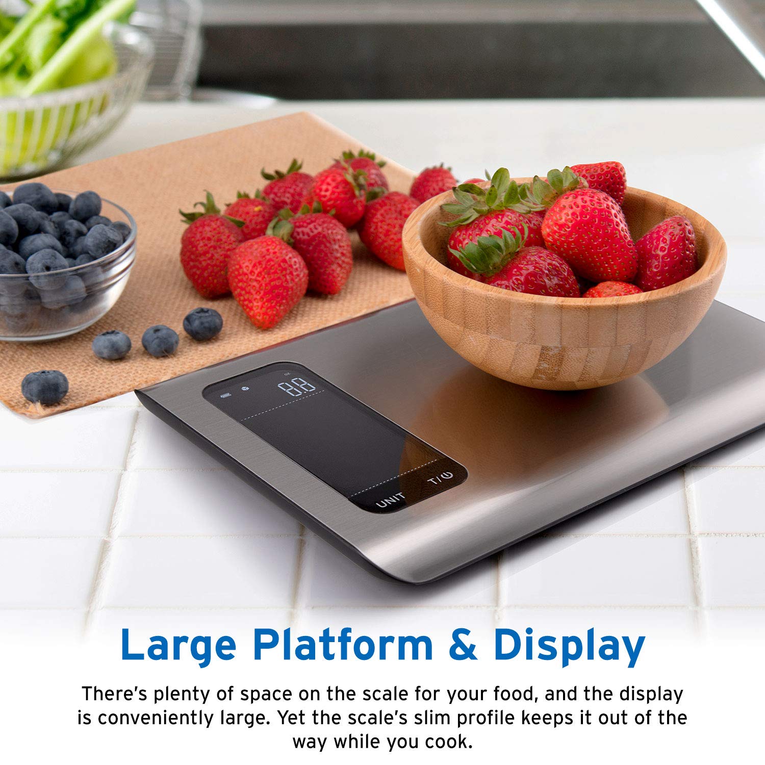 Etekcity Smart Food Nutrition Scale, Digital Grams and Ounces for Weight Loss, Baking, Cooking, Keto and Meal Prep, Large, Silver Stainless Steel