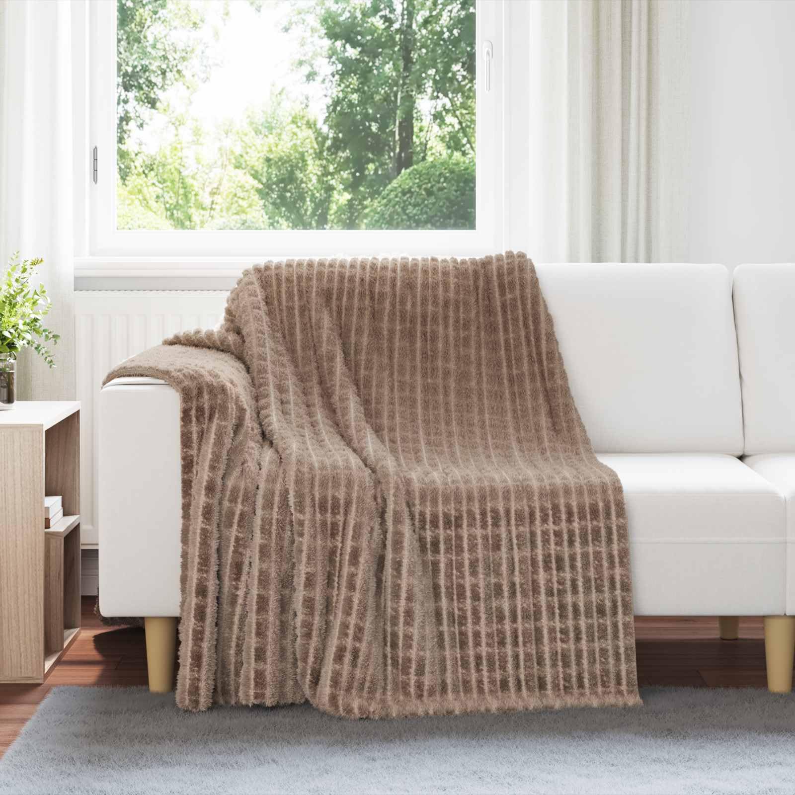 Couverture polaire camel chaude légère pour canapé et lit