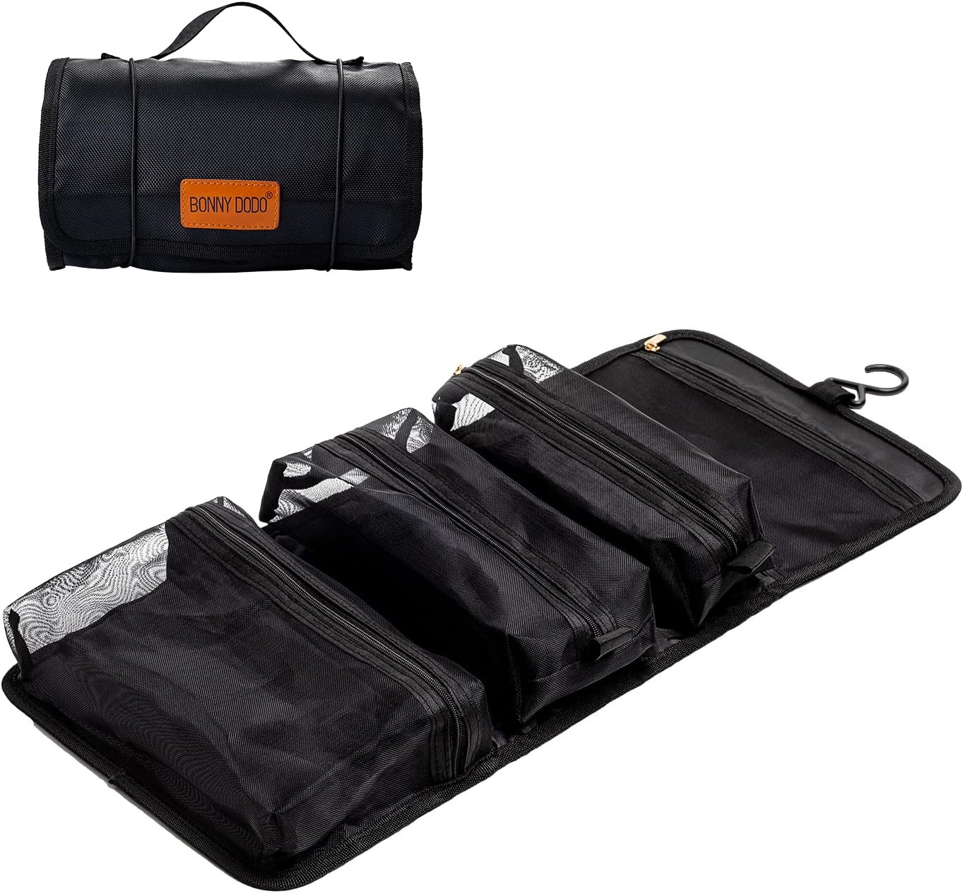 Amazon.com: BrigHaus Roll Up Hanging Toiletry Travel Bag for Women & Men - Compact Cosmetic Kit ...