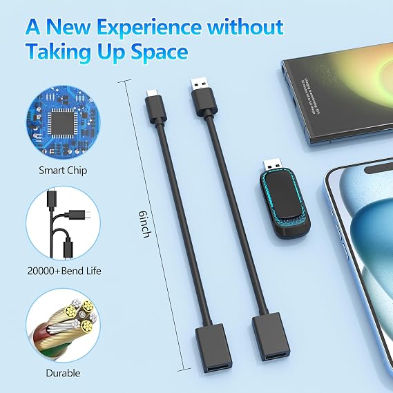 Android Auto Wireless Adapter & Wireless CarPlay Adapter-Mini USB CarPlay Wireless Stick Converts Factory Wired to Wireless CarPlay Dongle Magic Link CarPlay for iOS 10+/Android 11+ Plug and Play