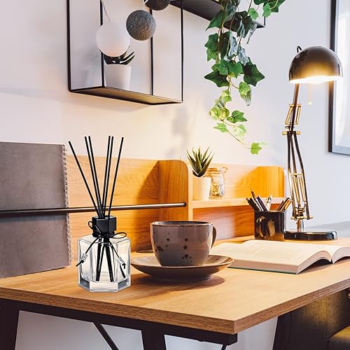 Miniatura 2 de Huquary Juego de 4 botellas difusoras de varillas de 4.06 onzas (4.1 fl oz), frascos con tapas y palitos de ratán negro, accesorios de fragancia