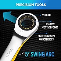 Vista 5 de TOOLGUARDS Llave de 17mm - Llave de trinquete - Perfil delgado - Llave de carraca - 100% Garantía de satisfacción de por vida