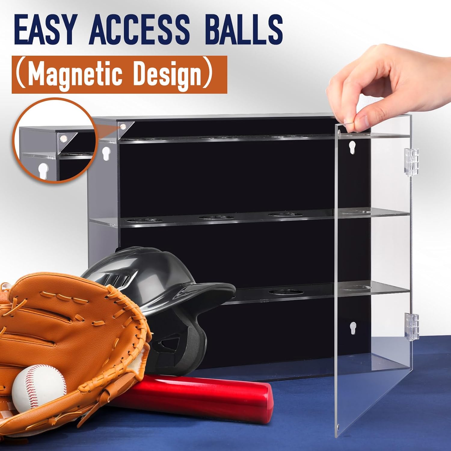 Acrylic Baseball Display Case Wall Mounted Display Holder Shadow Box Clear Baseball Holder Removable Ball Stand for Collector Memorabilia Autograph Case(3 Tiers for 12 Balls)