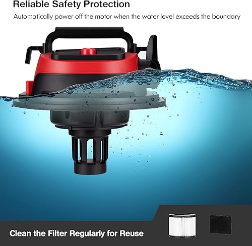 Vista 7 de COSTWAY Aspiradora húmeda y seca 3 en 1 con función de soplador, aspiradora de 6.6 galones 4.8 HP con protección de seguridad, aspiradora portátil