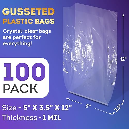 Vista 126 de APQ Bolsas de Polietileno con Fuelle 1 Mil Transparente/10" x 6" х 20
