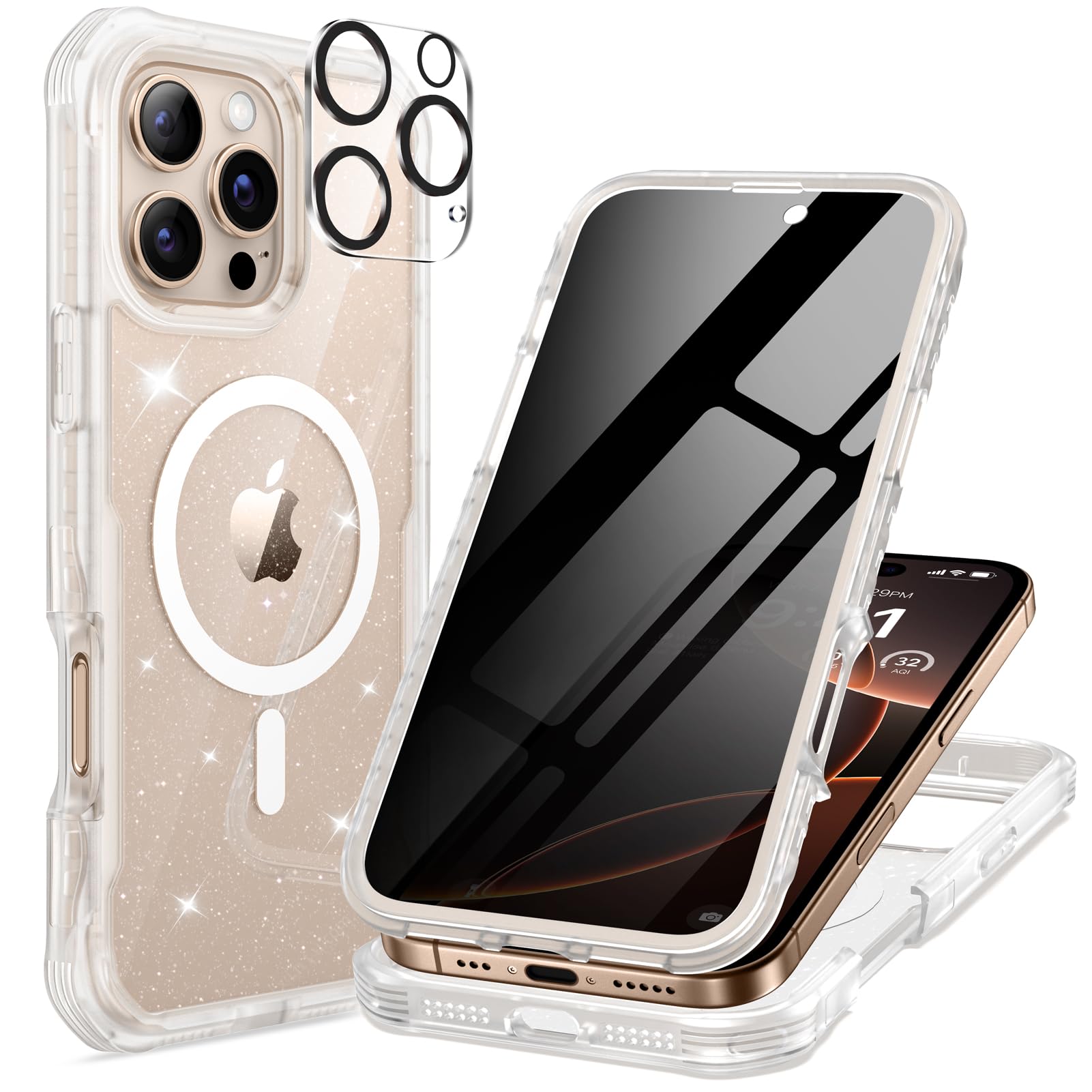 Photo 1 of seacosmo iPhone 16 Pro Max Case with Privacy Screen Protector