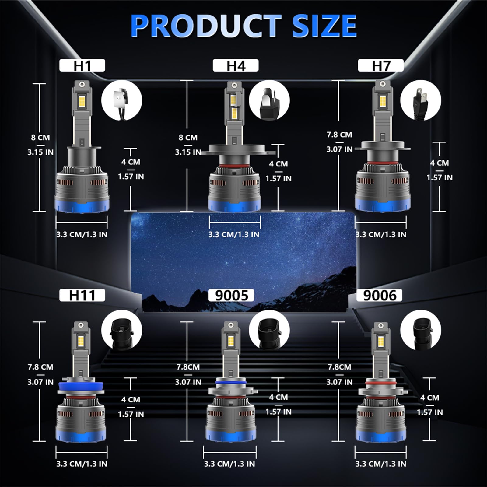 Lampadine per Fari A LED, 350% più Luminose, Kit di Conversione per Fari A LED Hi/Lo Beam, Bianco Freddo 6000K, Formato Mini, Confezione da 2,H4
