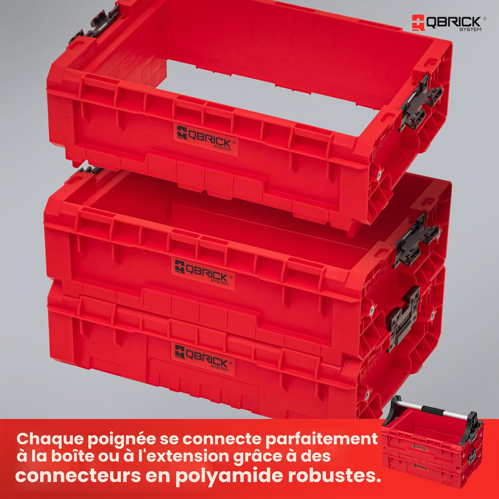 QBRICK SYSTEM Boîte D'Extension De Module De Boîtier De 3 Pièces PRO SET Modular Tray RED Ultra HD Rouge 465 x 320 x 270 mm