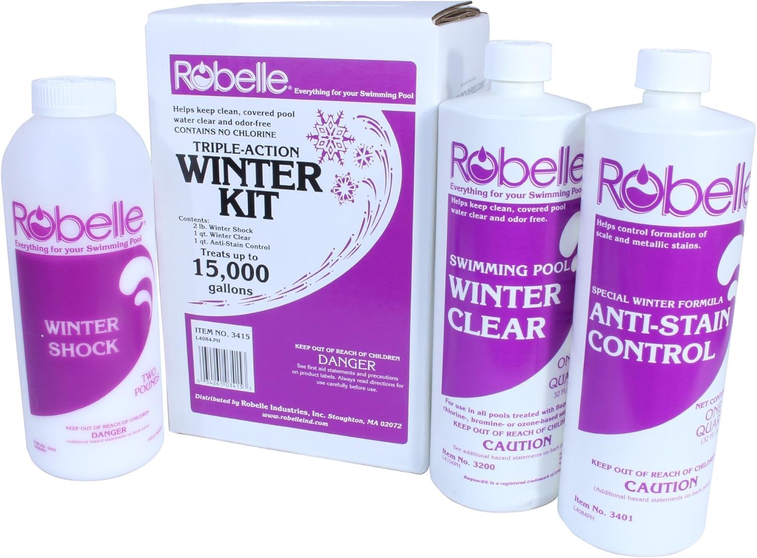 Robelle 15,000 Gallon Triple-Action Winter Kit, Premium Pool Closing Kit, for Pools up to 15,000 Gallons