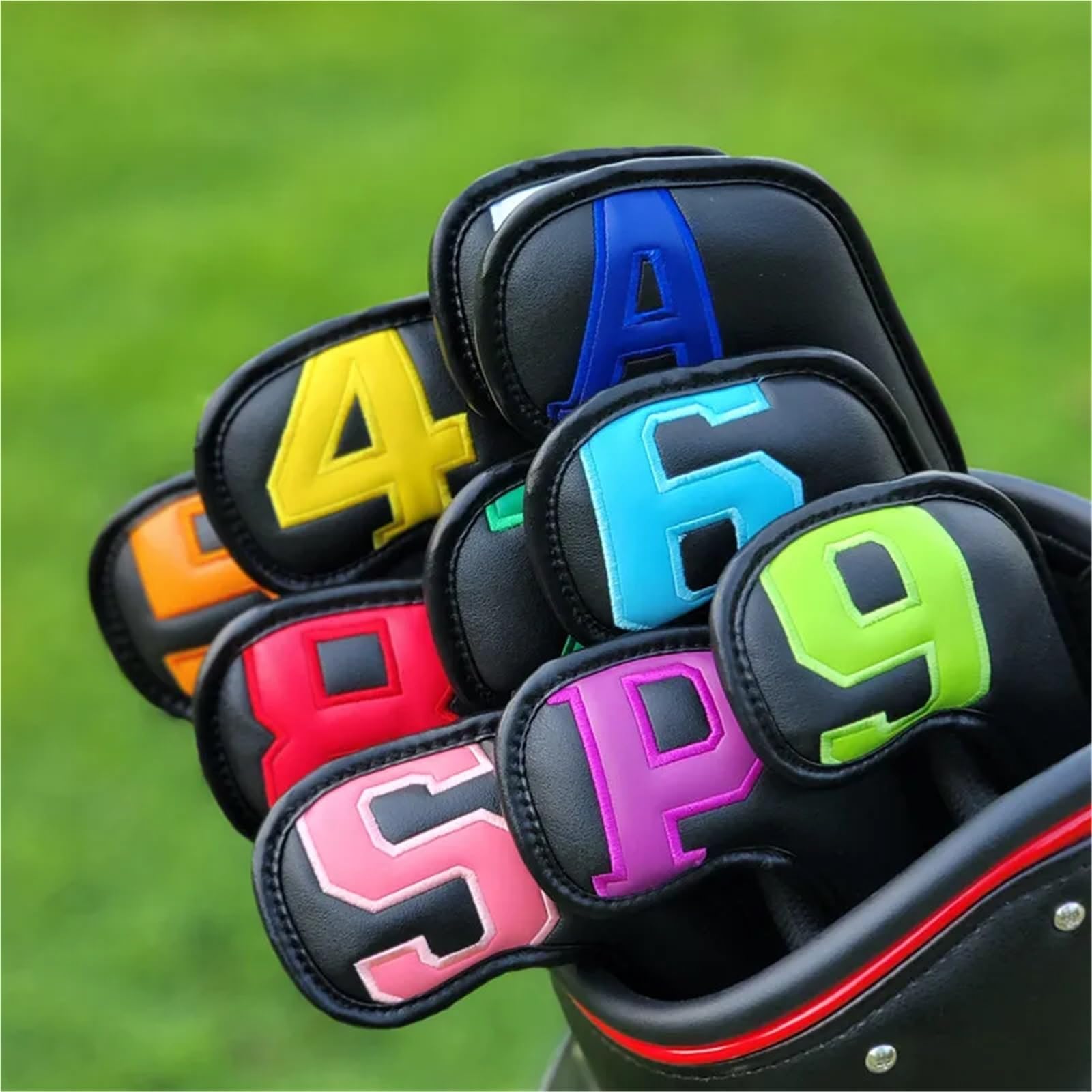 Fundas para Cabeza De Club De Golf Juego de Fundas for Cabeza Hierro for Golf, 10 Uds., Cubierta número 3-9, gradientes ASP Coloridos, Blanco, 7 Cuña o Individual