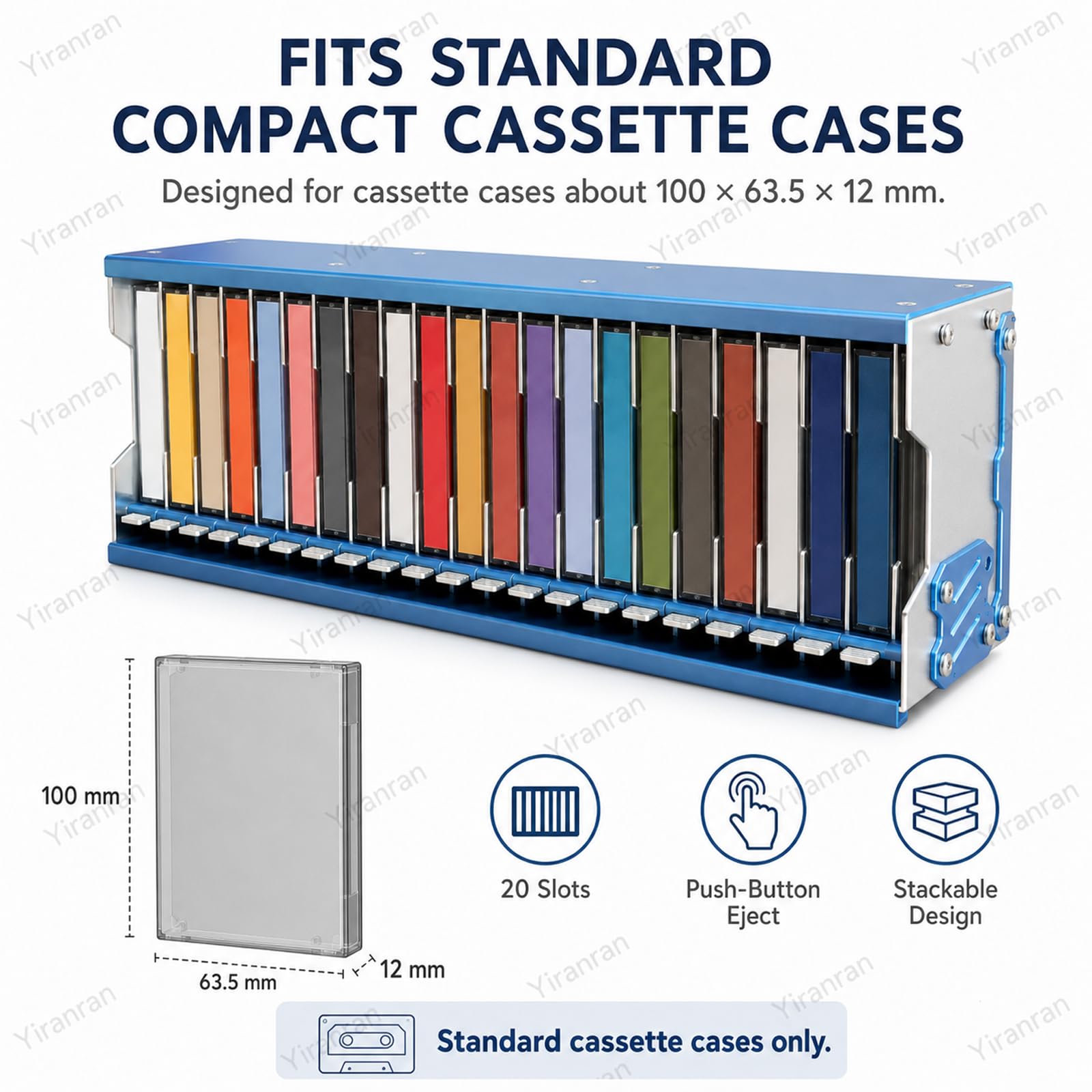 Scatola Porta Cassette In Alluminio, Con Sistema Di Espulsione A Pressione, Contiene 20 Cassette Standard, Con Schermatura Magnetica, Ideale Per Casa, Ufficio E Per La Conservazione Collezioni