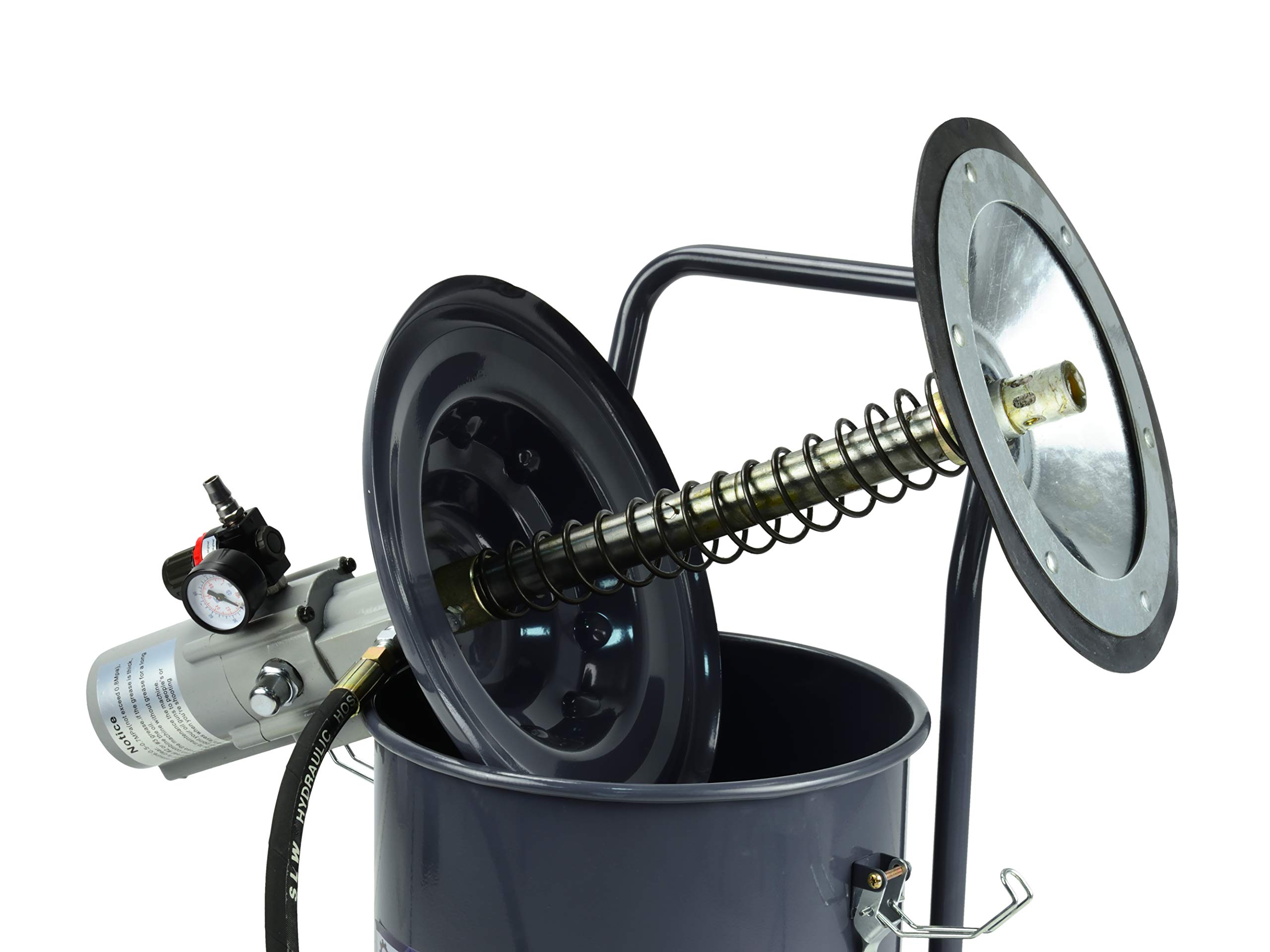 BSD Pompa a Grasso - Ingrassatrice ad Aria Compressa, Pompa Ingrassaggio, Ingrassatore a Barile, Ingrassatore Pneumatico - 20L - Tubo 4m