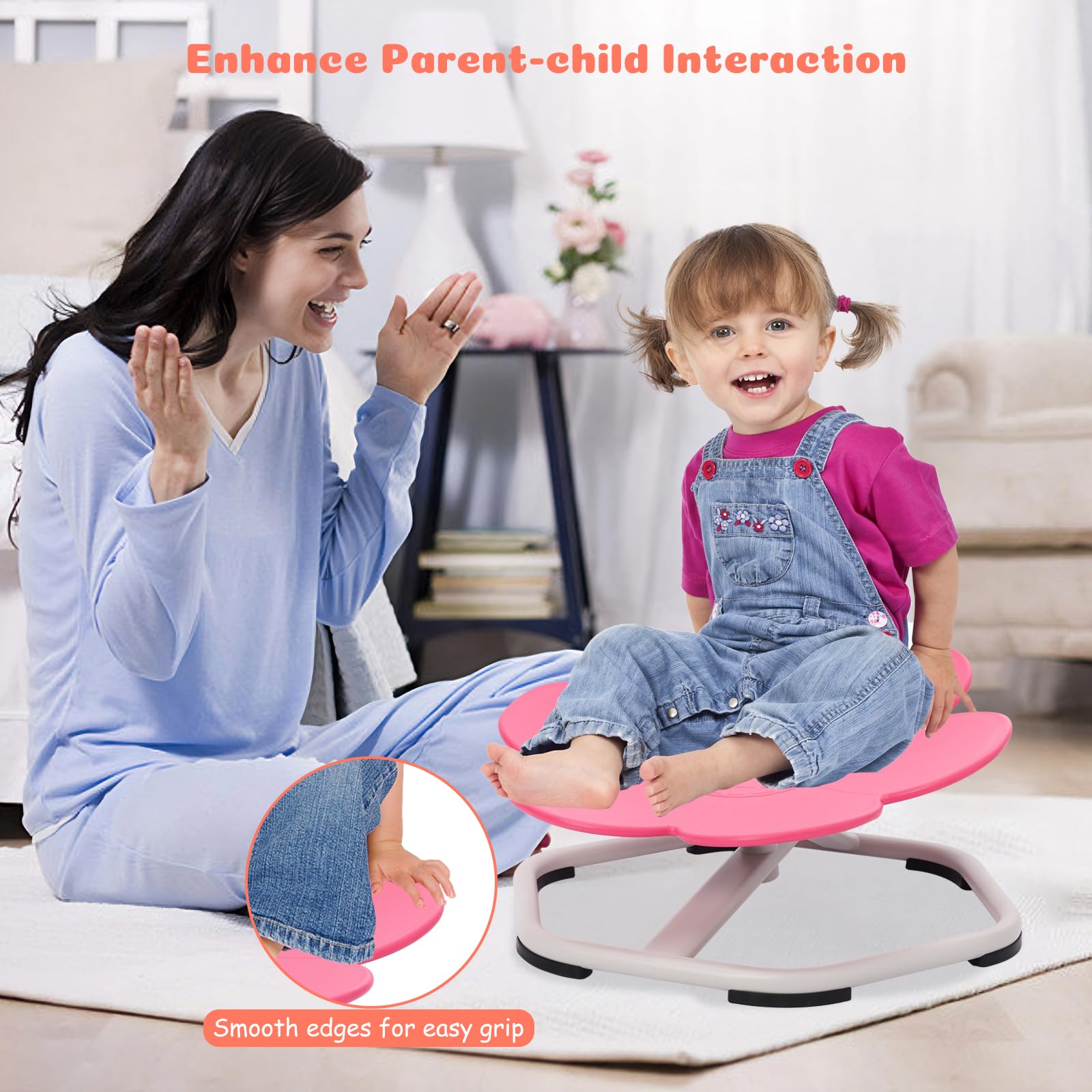 Spinning Chair for Kids, Autism Swivel Sensory Seat, Wobble Chair for Autistic & ADHD Children, Sit and Spin Training Body Coordination (Pink)
