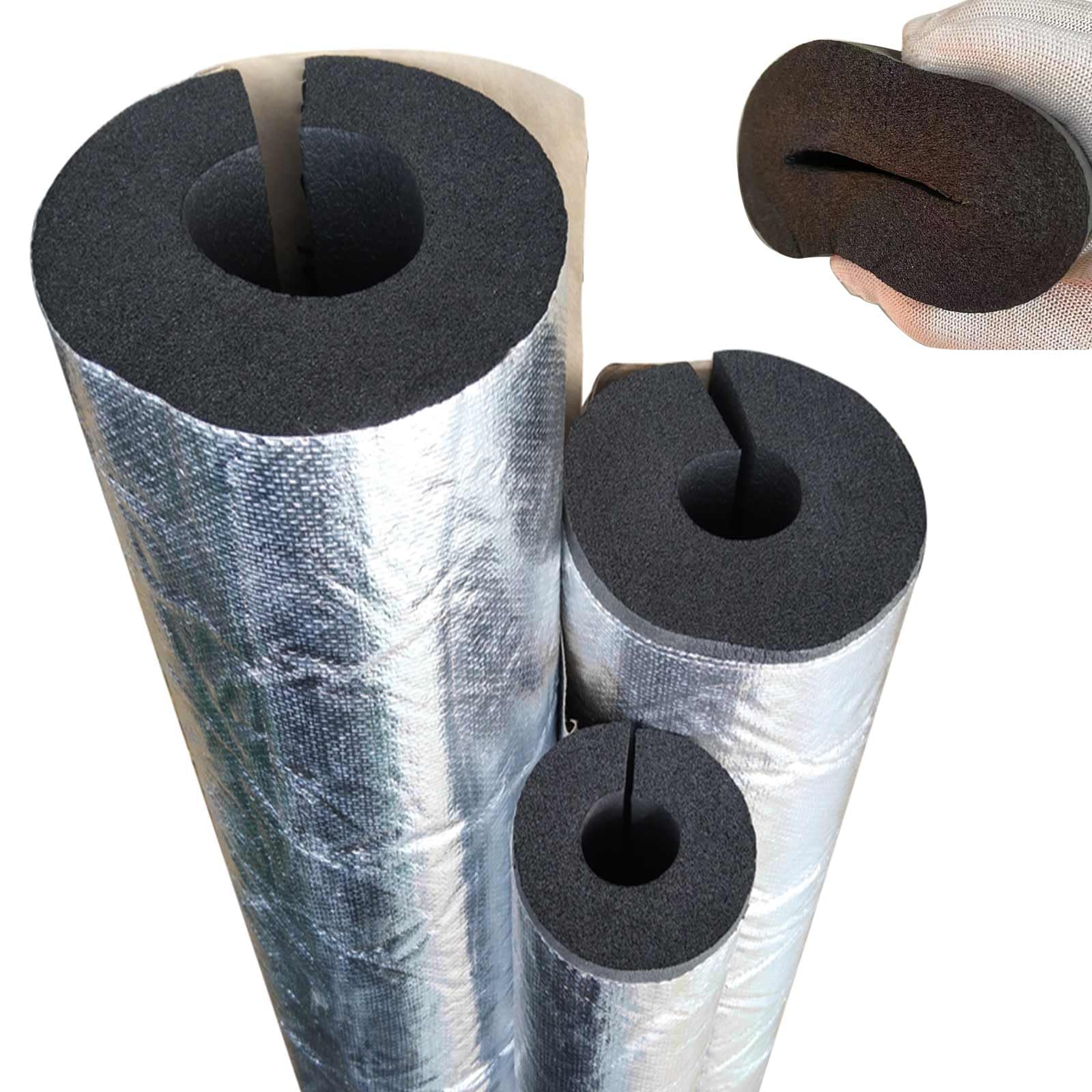Aislamiento de Tuberías para Exterior Aislante Tubo Aire Acondicionado Coquilla Aislamiento de Aluminio Autoadhesivo Coquilla Aislante de Anticongelante (ID) 110mm x (T) 30mm x (L) 0.95m