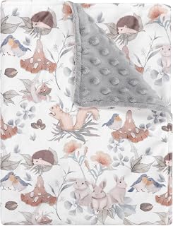 Baby Blankets for Girls Super Soft Minky Toddler Blanket 30x40 Inches, Double Layer, Dotted Backing, Floral Baby Crib Blanket for Nursery, Baby Car Seat, Pet, Mushroom