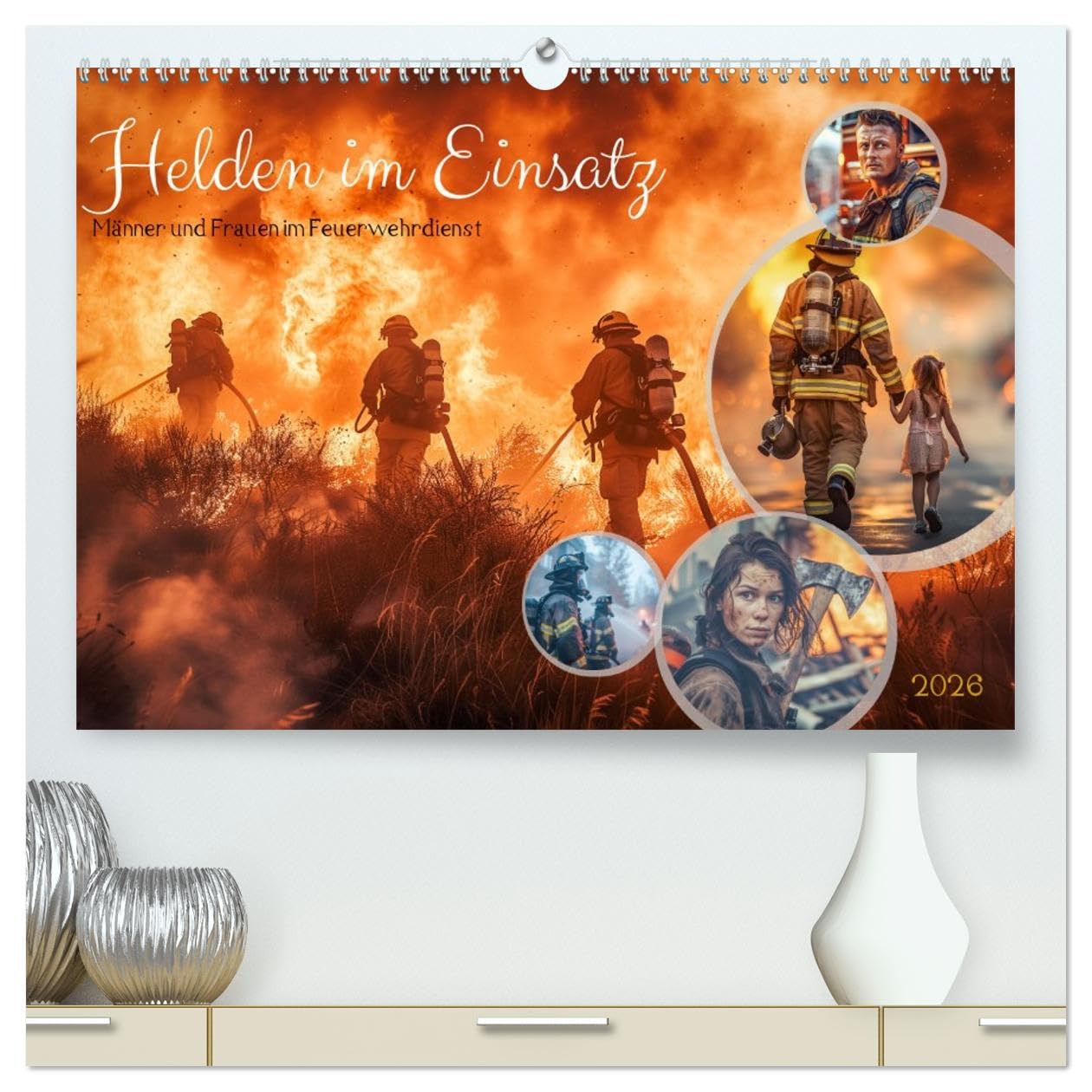 Helden im Einsatz - Männer und Frauen im Feuerwehrdienst (hochwertiger Premium Wandkalender 2026 DIN A2 quer), Kunstdruck in Hochglanz: Die Arbeit der ... zu unterstützen. (CALVENDO Menschen)