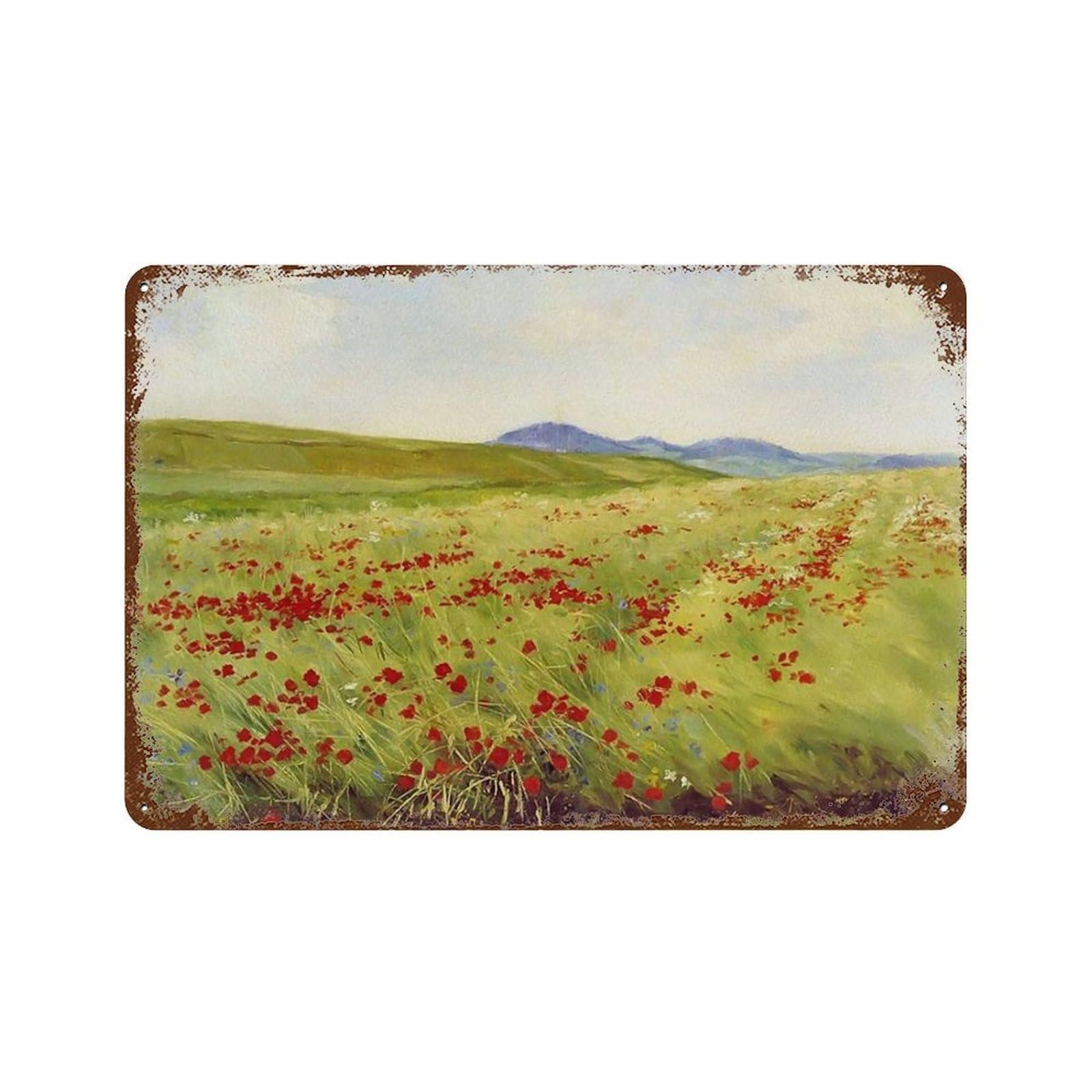 xiaoxiaoshen Vintage Wildflower Meadow Painting_ Countryside Landscape Wall Decor Art Metal Tin Poster Modern Home Decor Art Home Bar Shop Decorations Vintage Sign 20x30cm