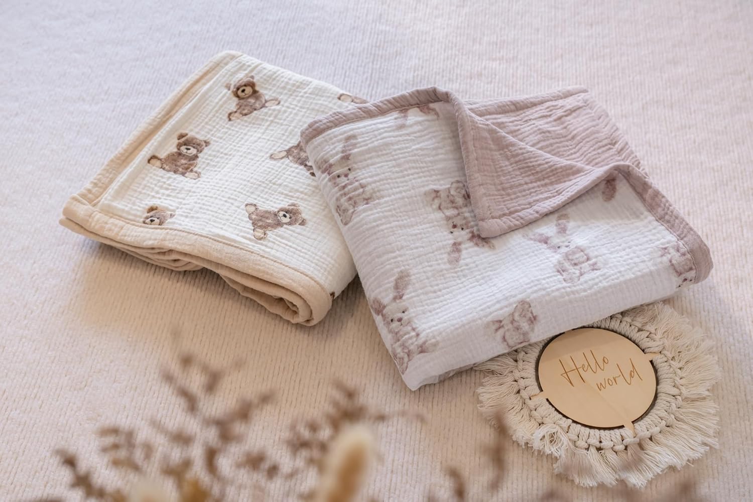 Little Jump 2 Layers Muslin Cotton Baby Blankets - Bunny Toddler Quilt Crib Blanket - Gender Neutral Crib Blanket for Baby Boys and Girls 47"x 47" (Bunny) - Image 8