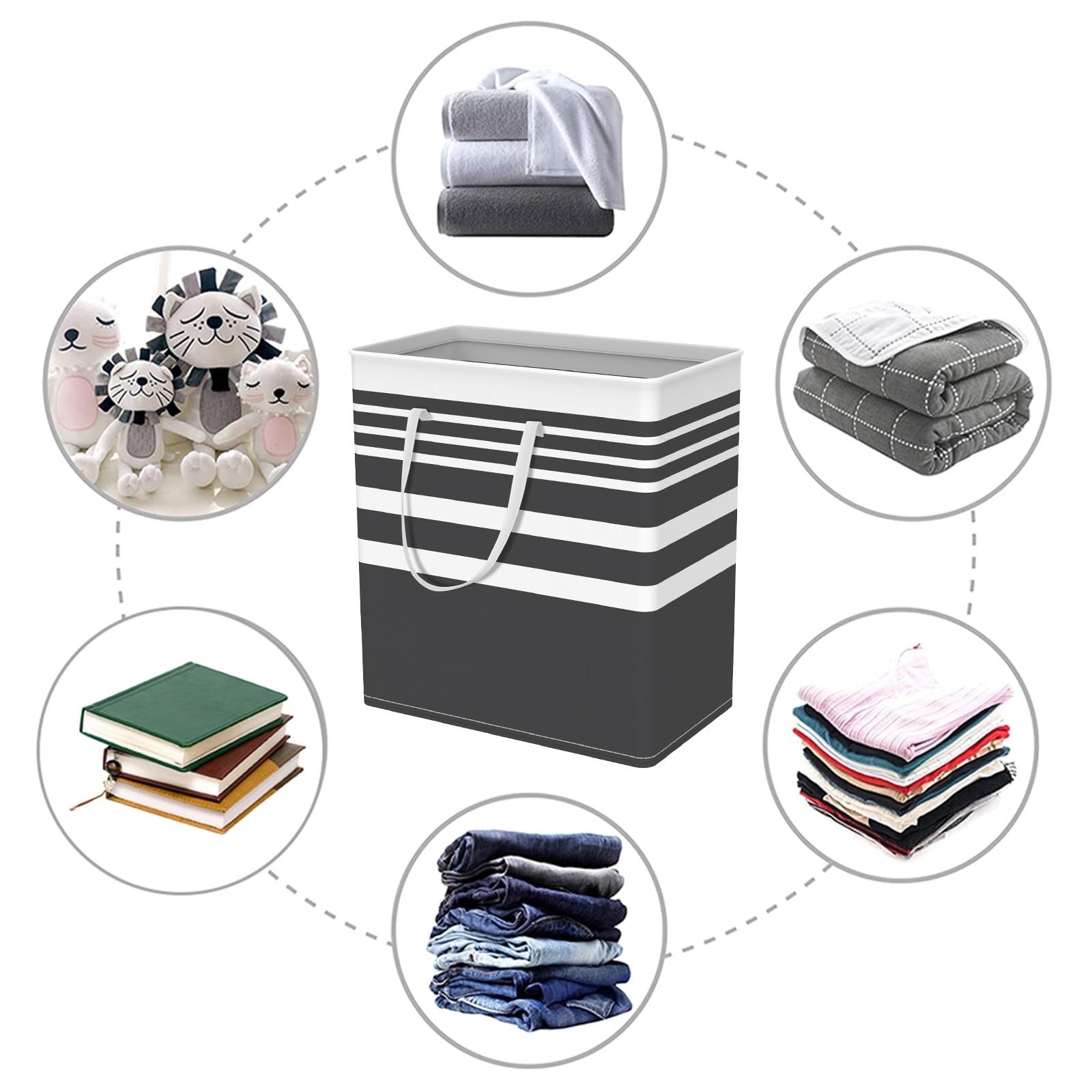 Cesta for la colada con asa, cesto for la colada de gran capacidad de 100L, cesto for la colada plegable, cesta for la colada de lona, ​​2 uds. para Baño(Black)