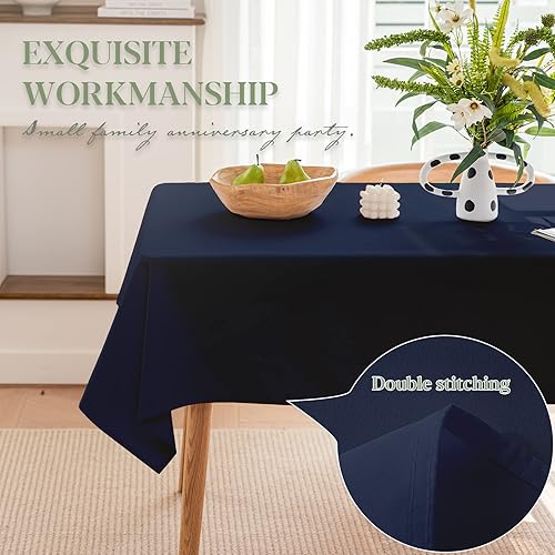 Miniatura 3 de BYDOLL Mantel azul marino de 60 x 84 pulgadas para mesas rectangulares de 6 pies, lavable al aire libre, sin arrugas y derrames, mantel de poliéster
