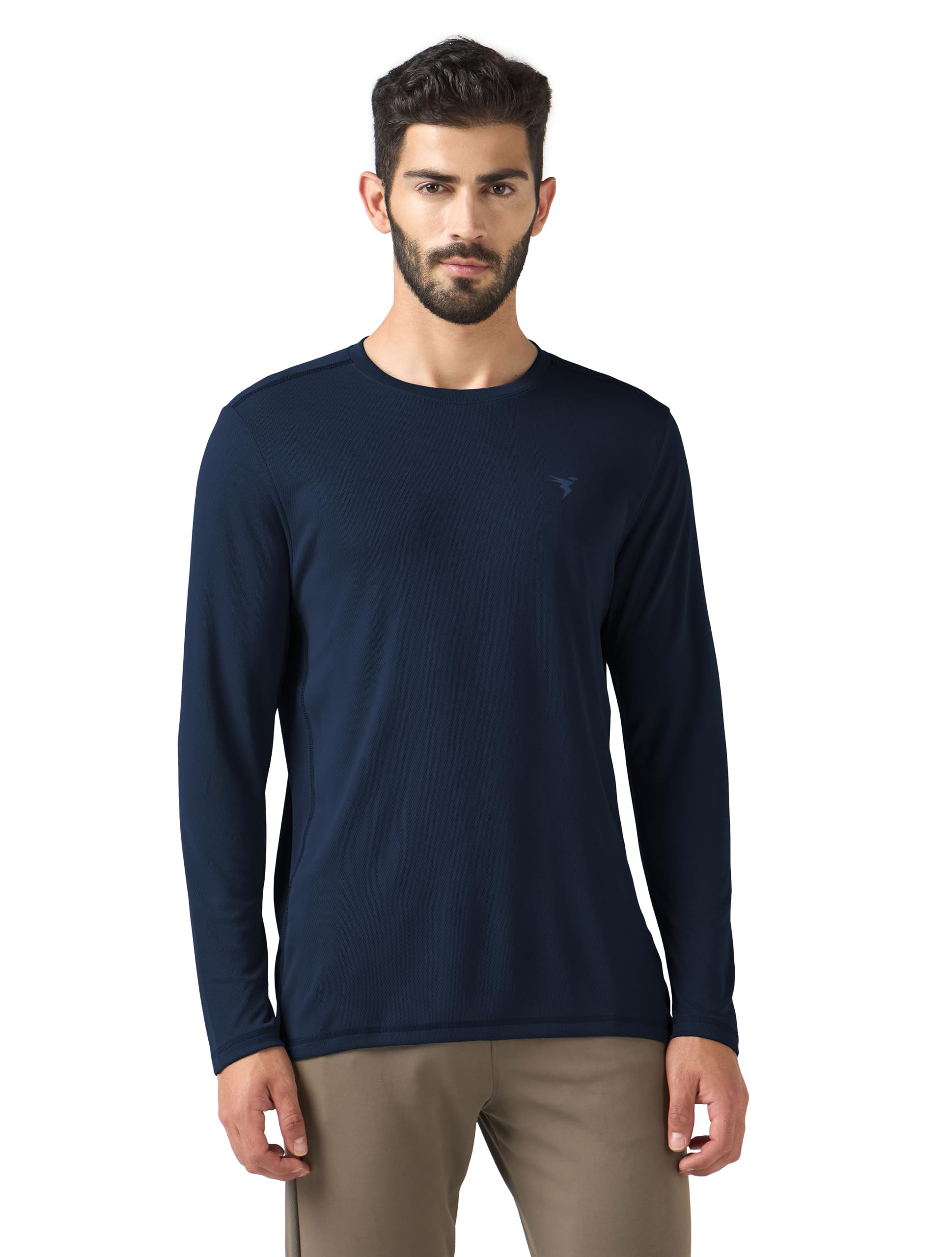 TECHNOSPORT Men's Solid Full Sleeve T-Shirt TECHNOCOOL+ Quick Dry Slim Fit Round Neck Sports Tee for Gym Casual Layering Wear UPF50+ Anti Odour-picture-38