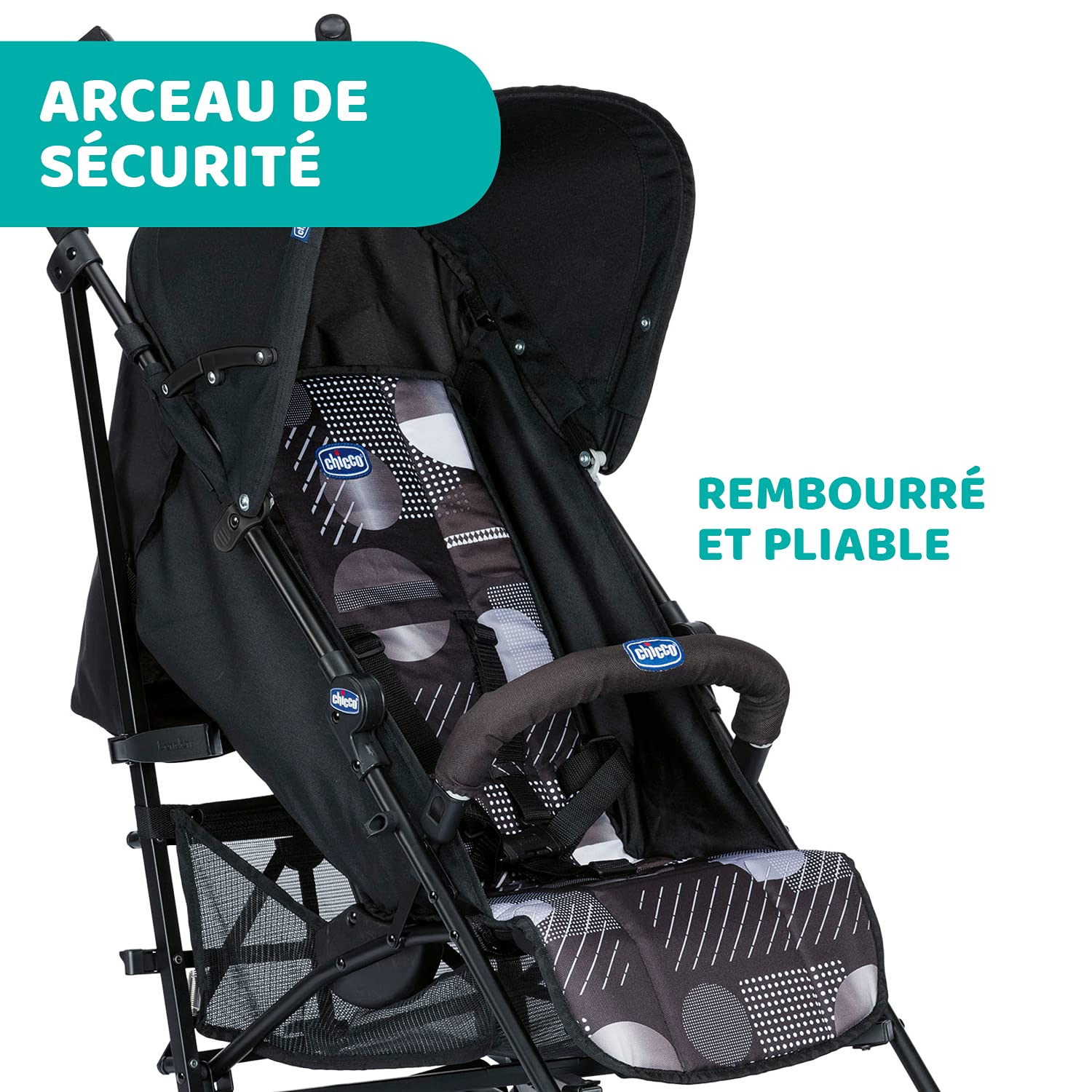 Chicco London Up Poussette Légère et Compacte, Dossier Inclinable avec Arceau de Protection, Pliage Parapluie - de la Naissance à 15 Kg - Matrix - 104 x 46.5 x 83 cm