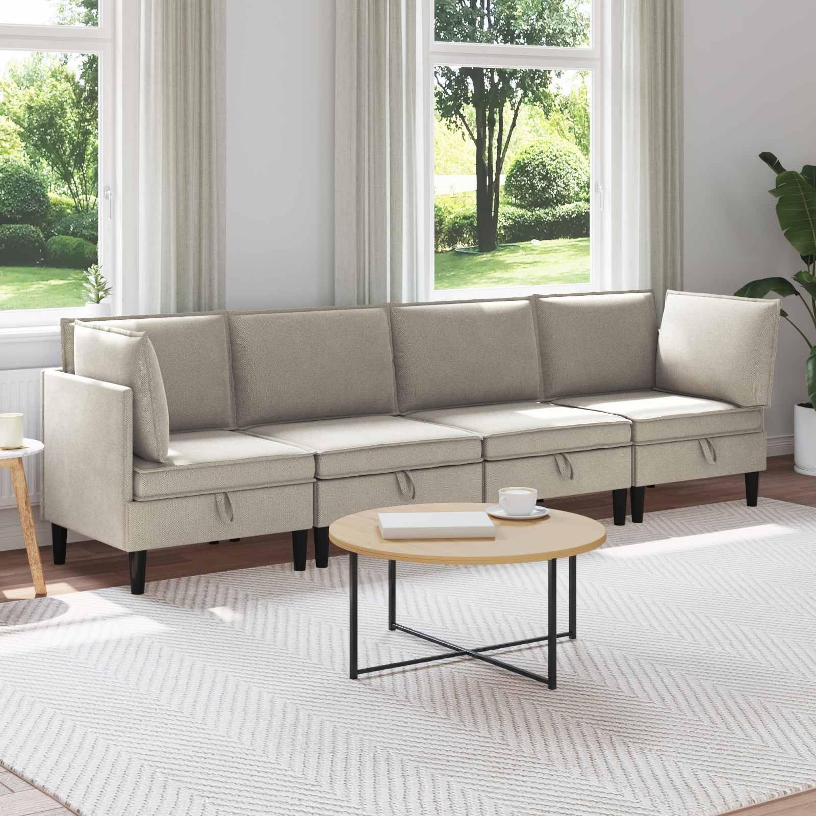 Genérico Juego de Muebles de salón 4 uds. Avena Tela,Mobiliario,Sofás,280 x 70 x 82 cm-3413784