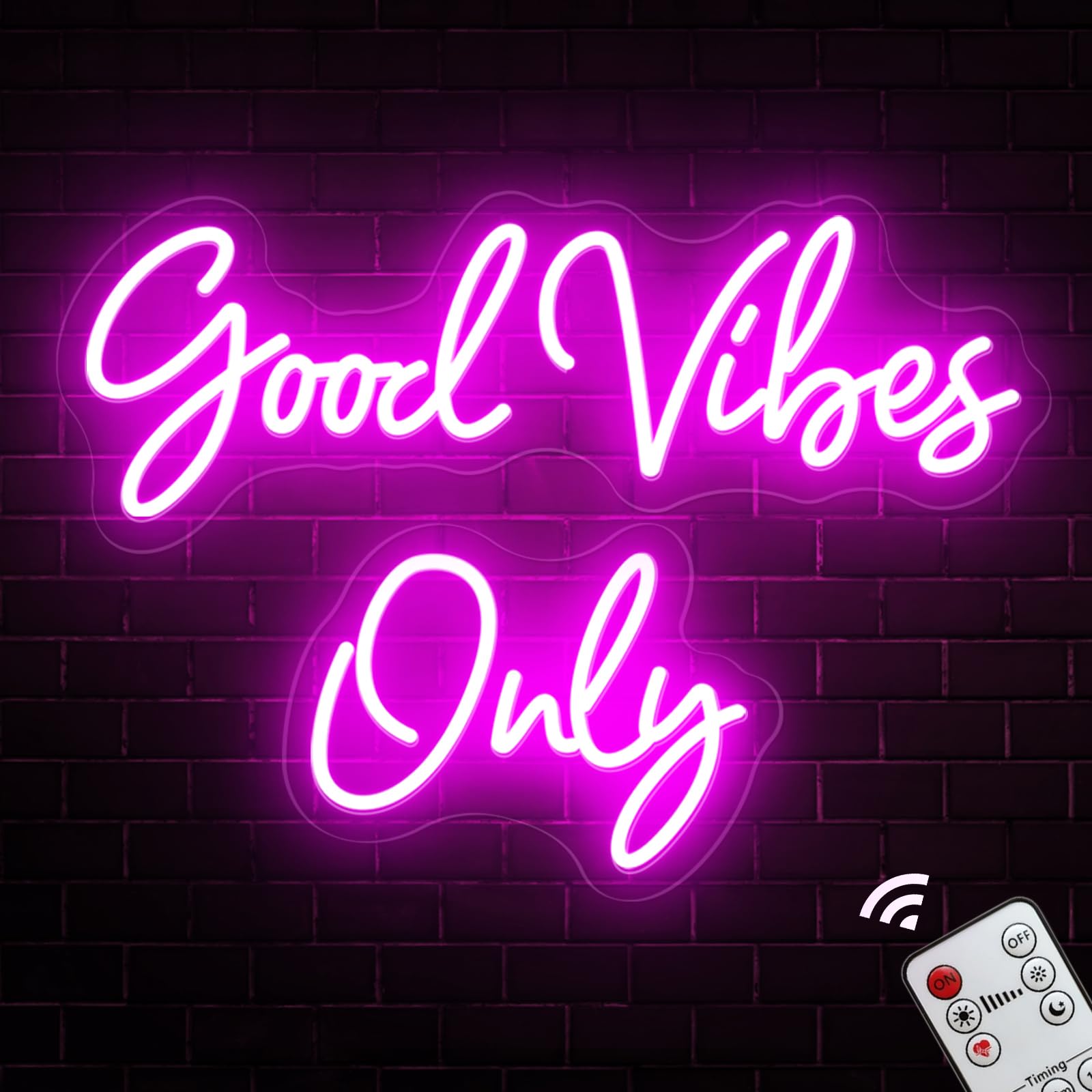 Good Vibes Only Neon Signs for Wall Decor, Pink DIY Placement Good Vibes Neon Sign for Bedroom, LED Neon Sign for Home Man Cave Birthday Party Gift Bar