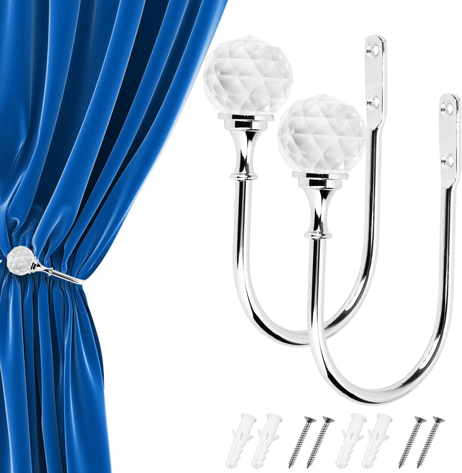 Attaches De Rideau En Cristal Varsany – Paire, Argenté, 75 Cm De Long, Pour Décoration Intérieure