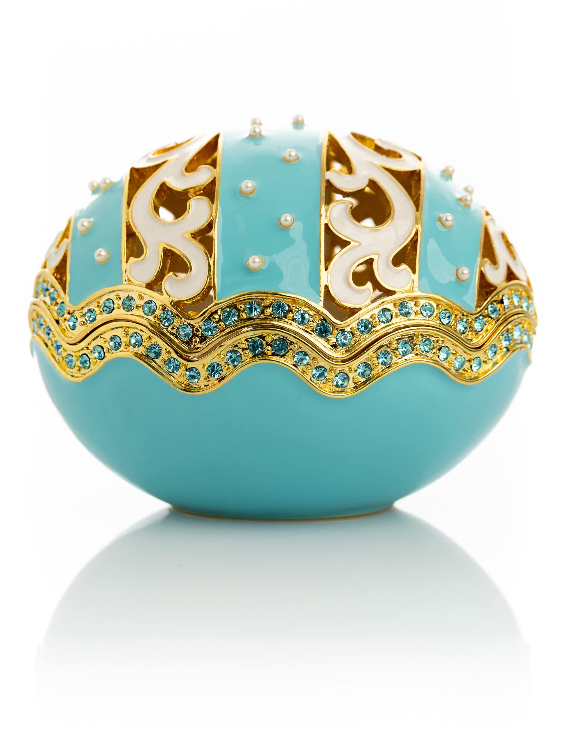 Keren Kopal Uovo di Pasqua turchese azzurro con perle all'interno decorato uovo di Pasqua