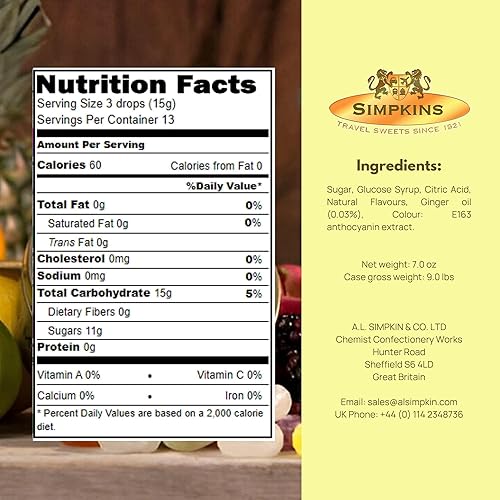 Miniatura 2 de Simpkins Warming Ginger Hard Candy – Caramelo antiguo en latas de viaje británicas – Todos los caramelos de jengibre naturales mezclados con el
