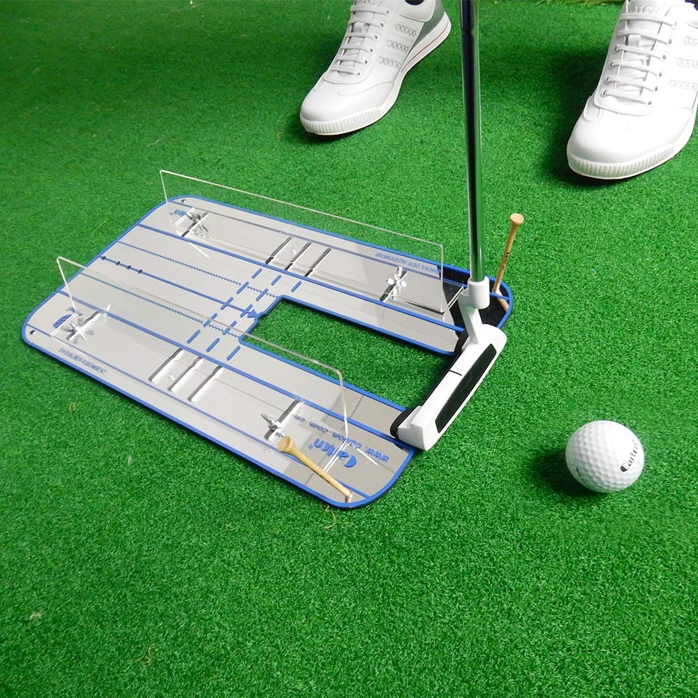 DYTWXG Espejo de alineación de Golf, Ayuda de Entrenamiento de Putt de Golf portátil con rieles de guía, Herramienta de alineación de línea de visión para Mejorar Todos los aspectos de su bateo