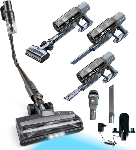 NARVI Aspiradora sin Cable 500W Aspiradora de Mano 40KPA | 6 en 1 Inalámbrica 70 min autonomía, batería extraíble, Cepillo entienredo, filtro HEPA, Ideal para Pelo de Mascotas y Hogar