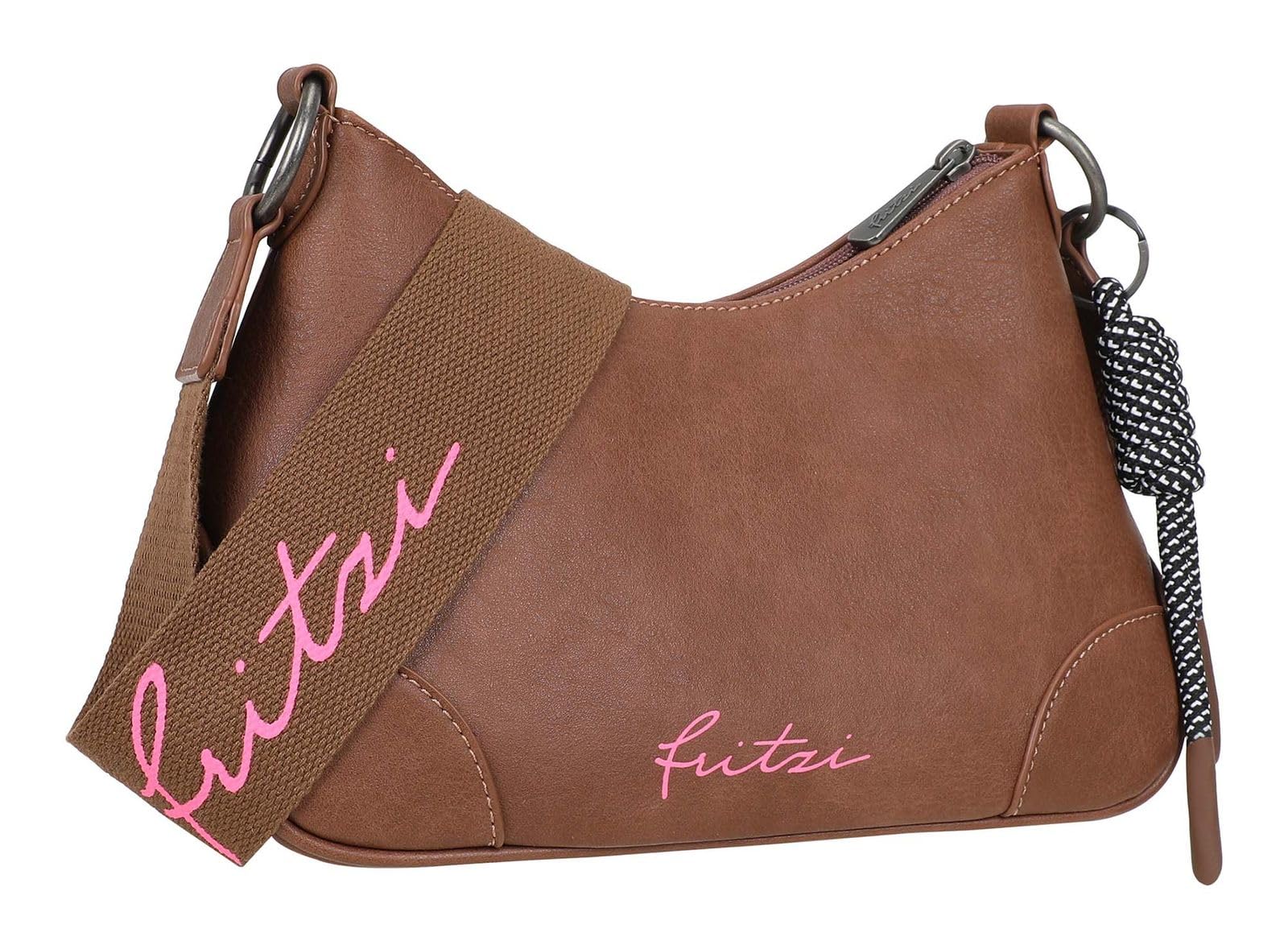 Fritzi Cross Lou Crossbody Damen Umhängetasche Schultertasche Lederimitat Reißverschluss Gurt Alltag Reisen Freizeit 26 x 22 x 10 cm – Schwarz, Grau, Braun, Blaugrau, Beige, Taupe, Blau, Rot, Gelb