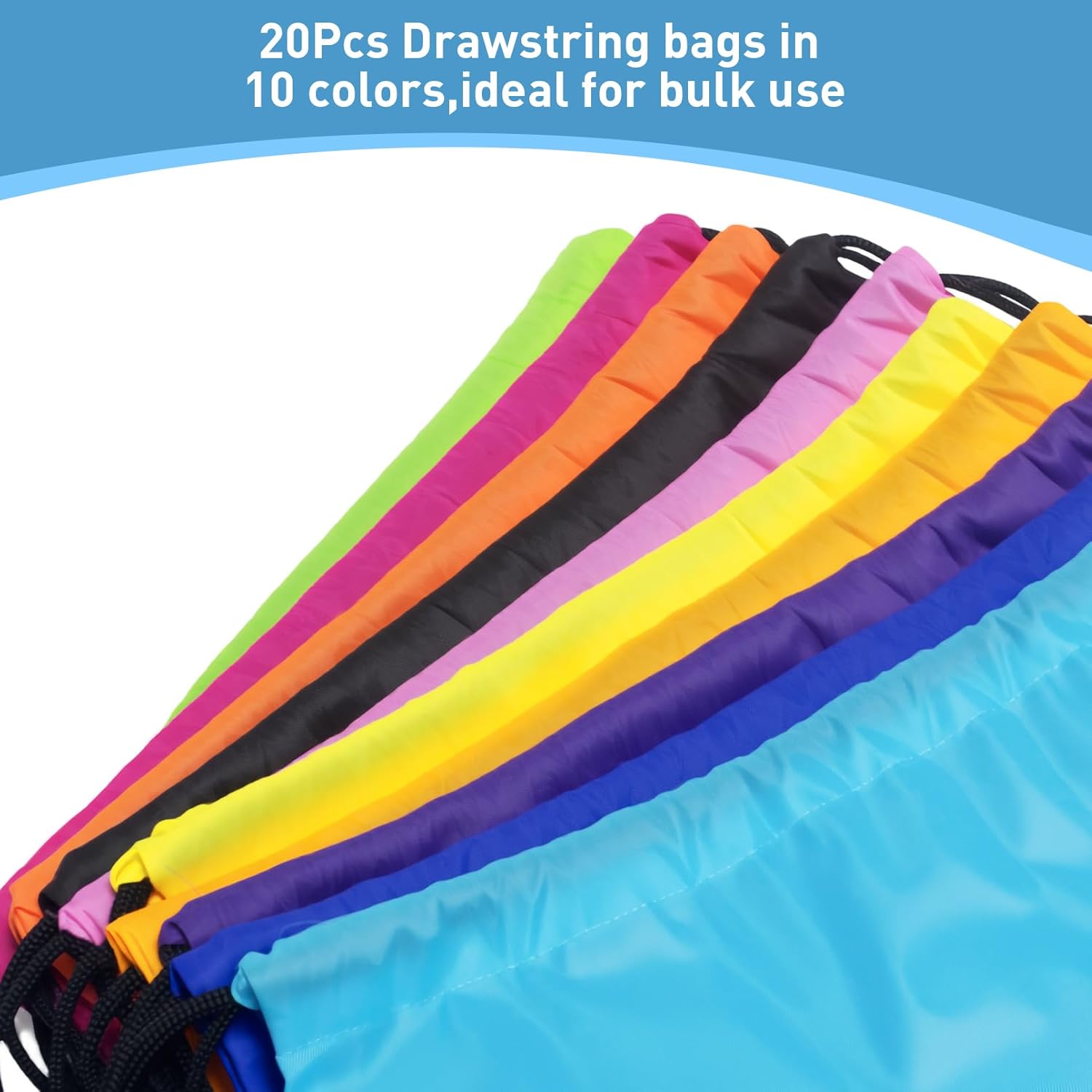 20 Pcs Drawstring Backpacks,Drawstring Bags Cinch Bag,Draw String Backpacks Bulk,Draw String Bag for Women Men Sports Gym Traveling(10 Colors) - Image 3