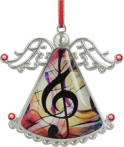 Miniatura 12 de XUTAI Ángel de árbol de Navidad con flor de cerezo colgante de vidrio, colgante de vidrio de ángel para decoración navideña