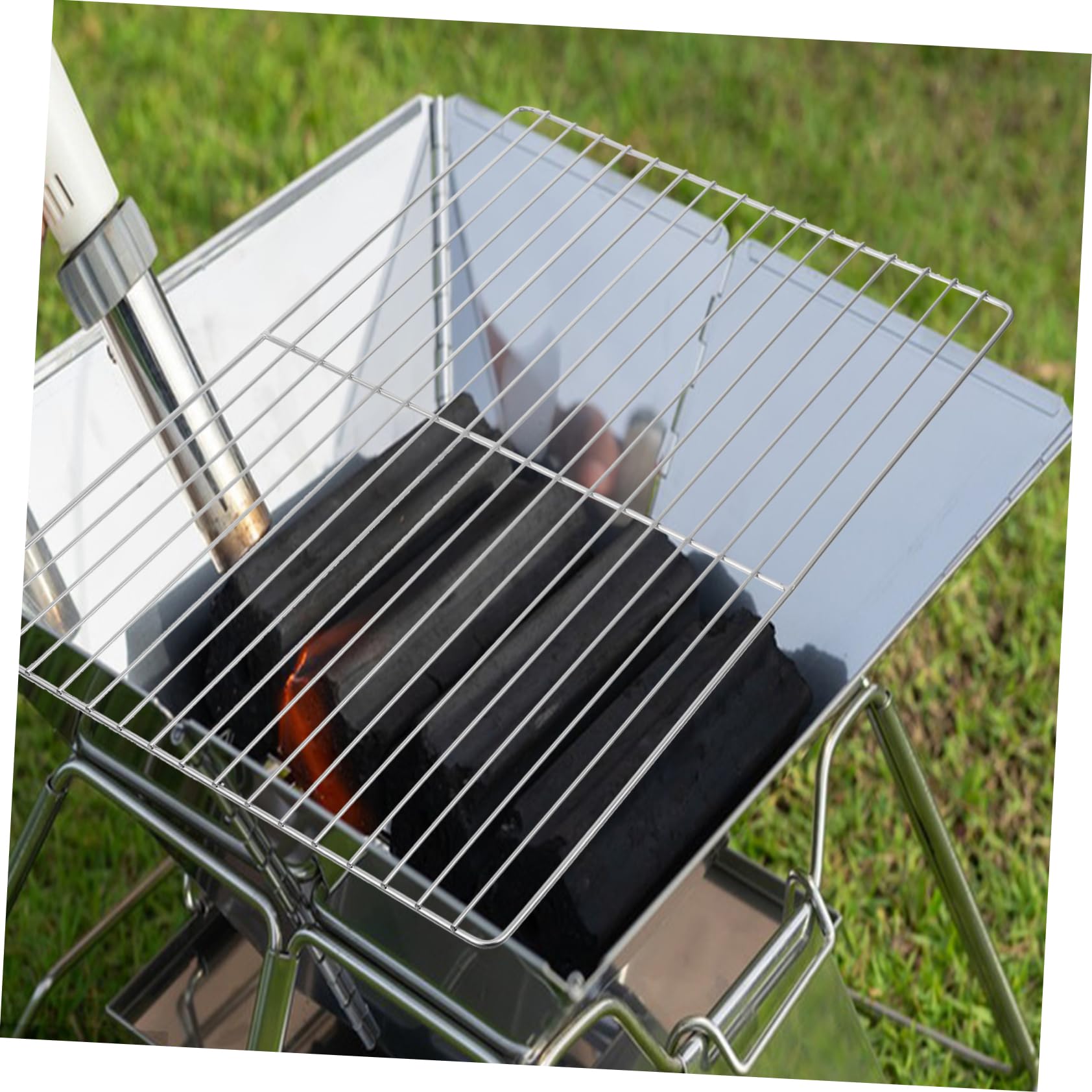 Graticola per Barbecue in Acciaio Inox, Vacanze Estive Oktoberfest Party | Rete da Cottura per Famiglia e Campeggio, Argento, Pulizia Facile e Calore Duraturo