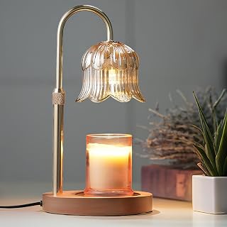 CRMILL Flower Shape Candle Warmer Lamp with Timer - Adjustable Dimmable Height, Flameless Wax Melter for Cozy Home Decor