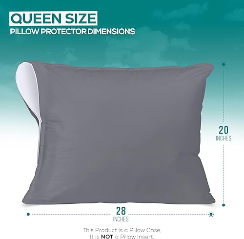 Miniatura 10 de Utopia Bedding Protectores de almohada impermeables (sin rellenos de almohada) con cremallera europea (paquete de 2, blanco), fundas de almohada