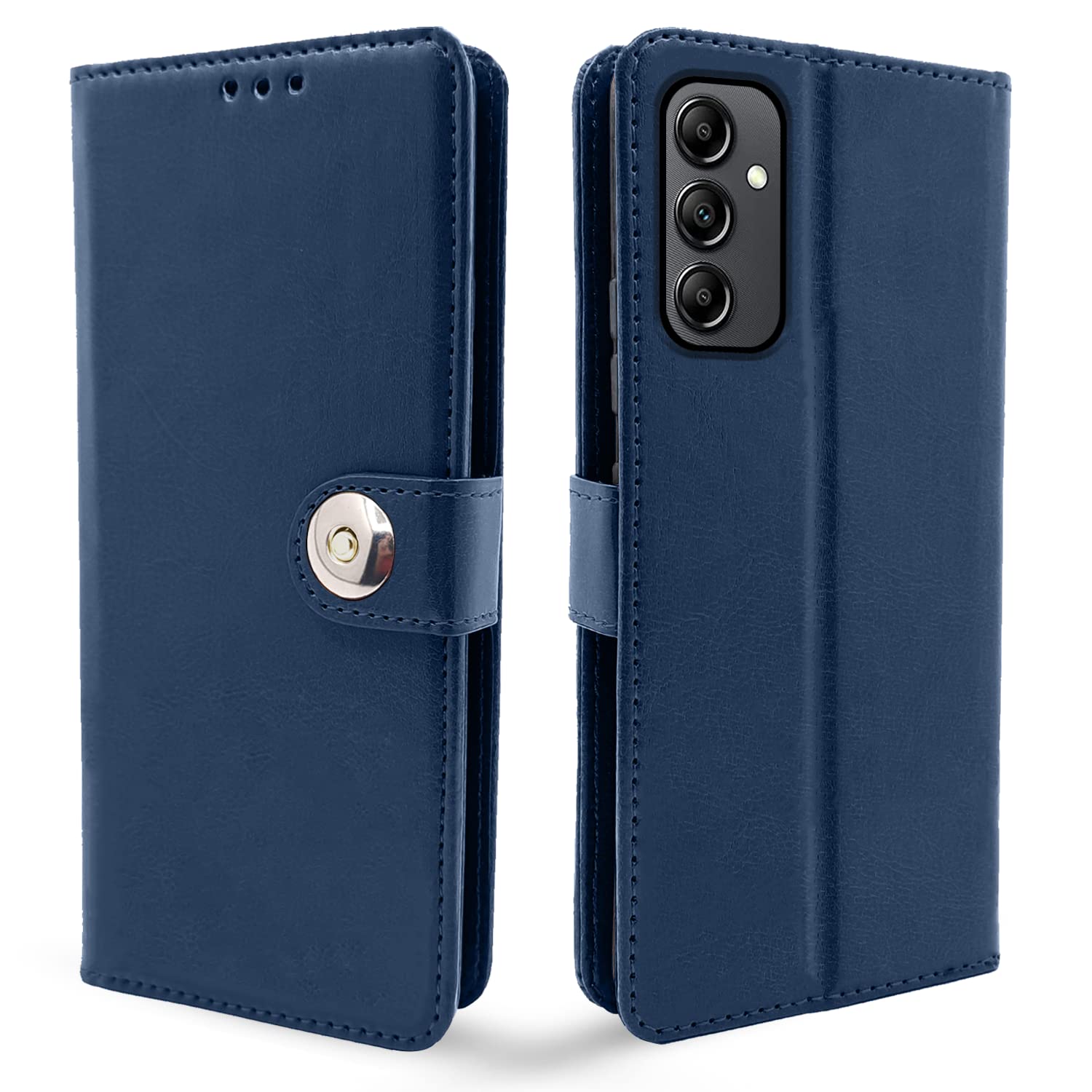 Pikkme Samsung Galaxy A14 4G / A14 5G Flip Cover Leather Finish | Inside TPU with Card Pockets | Wallet Stand and Shock Proof | Complete Protection Flip Case (Button Blue) (B0BSRX5XZ8) Amazon Price History, Amazon Price Tracker
