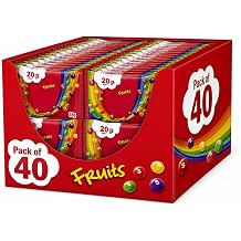 40 x Fruits Sweets Fun Size Bags 18g   Bulk Multipack for Party Bag Fillers, Pinata Sweets & Wedding Favours   Individually Wrapped Chewy Fruit Candy   Retro Sweet Shop Classics   Great for Kids Lun