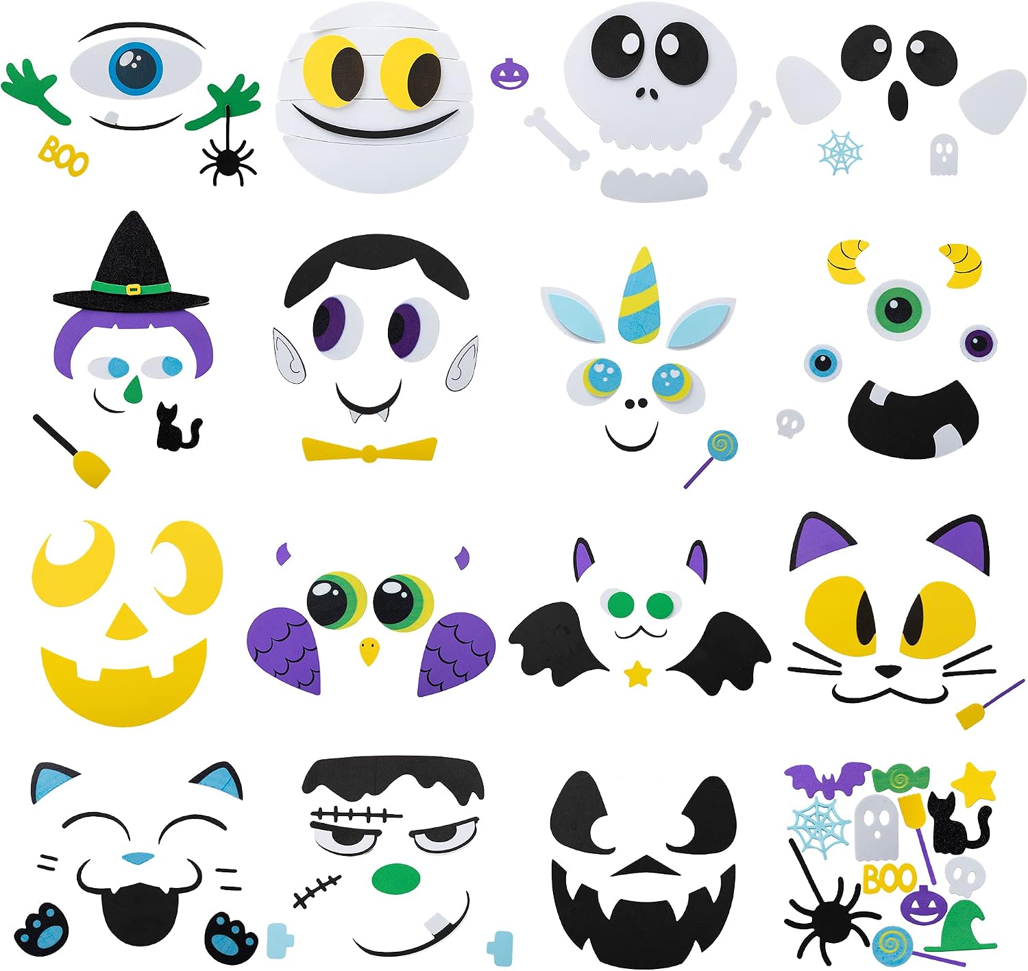 JOYIN 15 Packs Halloween Pumpkin Decorating Stickers, Foam Craft Kit Party Supplies, Party Favors for Kids, Cute Jack O Lantern Face Stickers School Arts Activities Games Gifts image 2