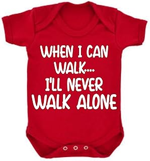 All About The Print Baby,Clothing,Baby Boys 0-24m,Bodysuits & One-Pieces,Bodysuits Liverpool When I can Walk I'll NeverWalk Alone Football Fan Baby Grow Vest Boy Girl Gift Romper Newborn Shower Age 0-3 Months Red
