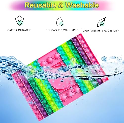 Miniatura 5 de HoneyAKE Herramientas para ansiedad de gran tamaño tablero de ajedrez arcoíris de 112 pulgadas silicona suave para entrenar el pensamiento lógico y