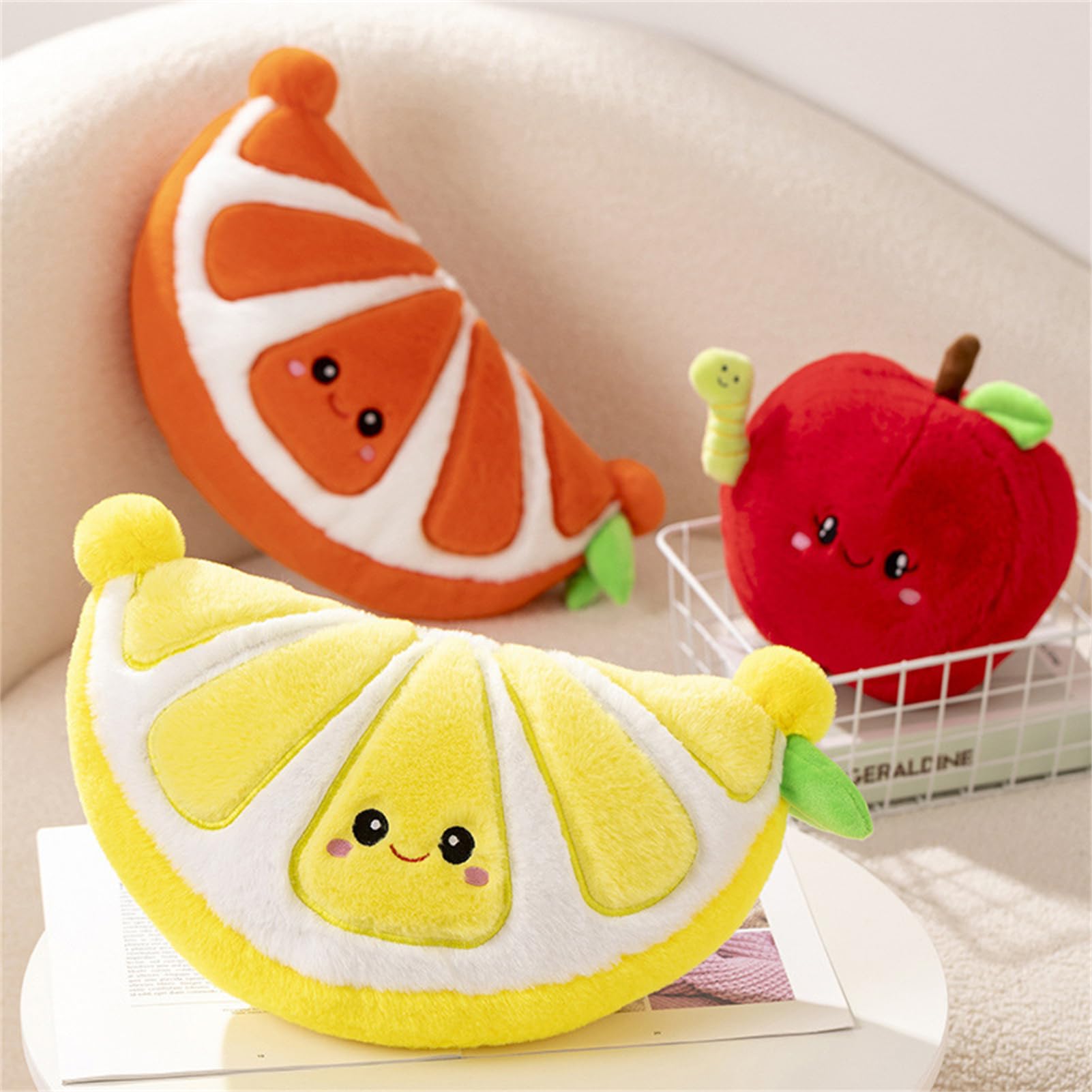 Herfair Obst Plüschtiere, Früchte Kuscheltier Kreativ Plüsch Kissen Kuschelkissen Kinder Kawaii Plüschkissen Spielzeug Geschenk für Jungen und Mädchen (Wassermelone)