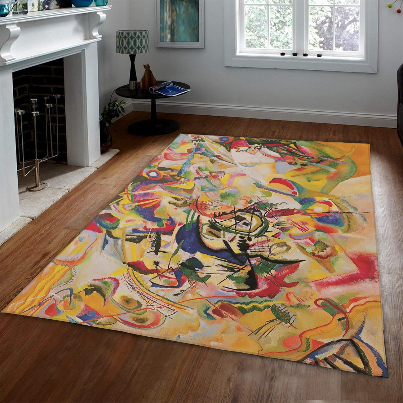 Tapis géométrique 140x200 abstrait et lavable pour un salon moderne